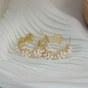 Pearl Romantic Lace Pendant Wedding Stud Earring Women Earrings High Quality - Picture 1 of 6