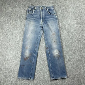 VINTAGE Lee Riders 60s 70s Straight Leg Talon Men's Jeans Size 27x28 Paint Splat - Picture 1 of 15