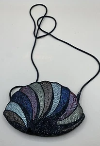 VINTAGE MAGID Handmade Beaded Crossbody Formal Shell Handbag - Picture 1 of 6