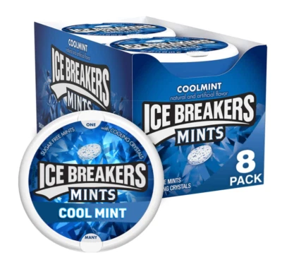 ICE BREAKERS Coolmint Sugar Free Breath Mints, 1.5 oz Tins (8 Count) - Image 1 of 2