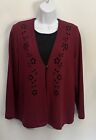 ALFRED DUNNER MADE IN USA Cardigan Sweater Sz M Built In Shirt Shoulder Pad