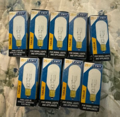 Lot 9 Feit Electric 25 Watt Clear T8 Tubular Appliance Bulbs Intermediate Base - Image 1 of 2