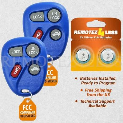 2 For 2001 2002 2003 2004 2005 Chevrolet Impala Keyless Entry Remote Key Blue Foto 1 de 4