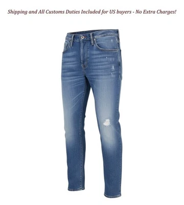 Pantalones de mezclilla para hombre TAKESHY KUROSAWA TK 72 W32 pintura azul ajustados distres ajuste no elástico I Foto 1 de 4