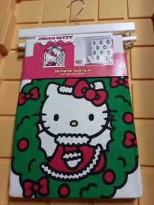 Hello Kitty Fabric Christmas Shower Curtain Christmas Wreath Garland 72 x 72” - Picture 1 of 4