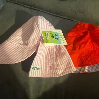 Lote De 2 Sombreros De Sol Bebé/Wee Ones Reversibles Y Solapa Felices Talla 6-12 Mos. ¡Etiquetas Nuevas Con Etiquetas! Foto 1 de 4