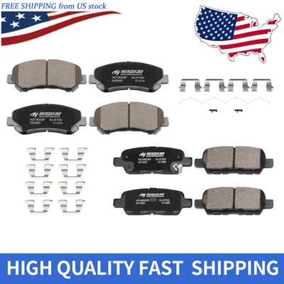 Front Rear Ceramic Brake Pads w/Hardware Kit for Nissan Sentra Maxima Juke - Image 1 of 4