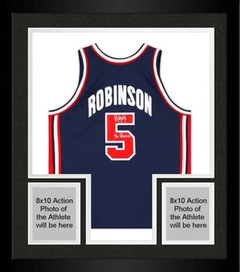 Framed David Robinson Spurs Signed Mitchell & Ness 92 USA Authentic Jersey w/Ins - Picture 1 of 5