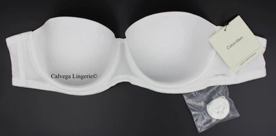 NUEVO CON ETIQUETAS Calvin Klein QP3156 "Pure Micro" Sin Tirantes, Camiseta, Sujetador Acolchado, Blanco (110) Foto 1 de 4