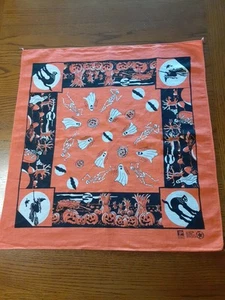 Vintage Paris Halloween Bandana Schal 22"x22" Hergestellt in den USA schwarze Katze Geist Jack-o-Lanter - Bild 1 von 7