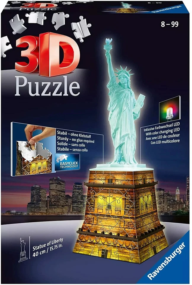 Ravensburger 3d Puzzle Statua della Libertà con Luce 3d-puzzle costruzione 10