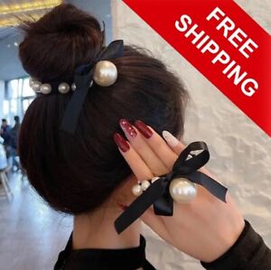 New Big Pearl Hair Ties Scrunchies Ponytail Holders Rubber Band Hair Accessories