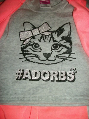 Sudadera con Capucha Conjunto Rosa/Gris Conjunto de 3 Piezas "Adorbs" Gatito Gato Talla 2T Foto 1 de 3