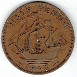 1946 Great Britain Half Cent ~ YOU GRADE IT ~ PLEASE SEE THE SCAN stk UK 7 - Picture 1 of 4