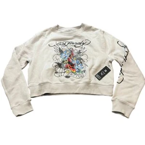 Sudadera corta grande para mujer Ed Hardy Koi pez tatuaje firma logotipo nueva con etiquetas - Imagen 1 de 8