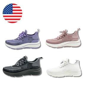 Damen Strick Schnür Plateau Sneaker Größe 6-10 in Lavendel, Rose, Anthrazit & W - Bild 1 von 10