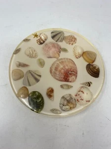 Vintage D&M Lucite Resin Trivet Resinware Footed Decor 5" Sand Dollar Seashell - Picture 1 of 9