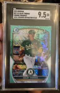 2023 Bowman Chrome Colby Thomas Aqua Shimmer Refractor /125 SGC 9.5