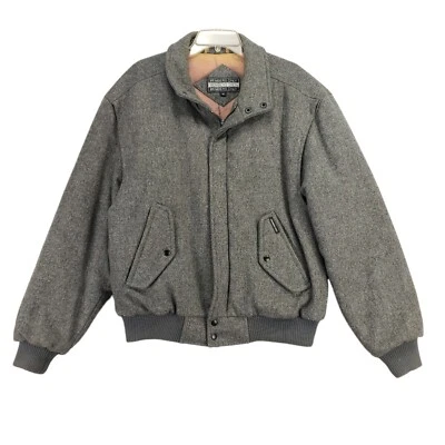 Vtg Members Only Wool Jacket Mens 42 Large Gray High Neck Lined Retro Full Zip - Image 1 of 4