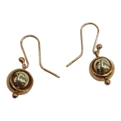 9ct 9k Two Tone Gold Spinning Euroball Drop Dangle Hook Earrings. 4.4 Grams. New - Image 1 of 4