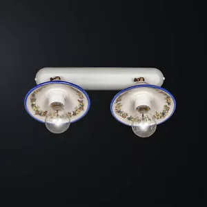 Plafoniera classica ferro battuto bianco e ceramica 2 luci BGA 3138-2 - Picture 1 of 2