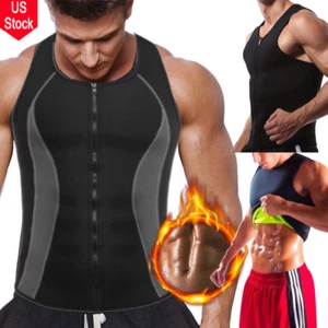 Gilet sauna US uomo Waist Trainer per perdita di peso cerniera caldo neoprene allenamento serbatoio - Foto 1 di 19