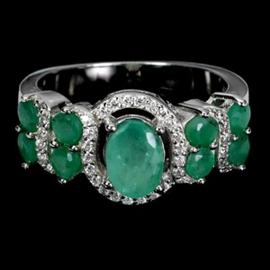 Valentinstag 925 Silberring Oval Smaragd 7x5mm Natur Edelstein Schmuck Größe 7 - Bild 1 von 14