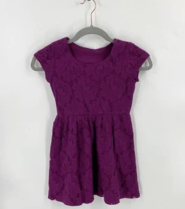 Xhilaration Girls Lace Dress Size 6 Purple Lined Fit Flare Short Sleeve Womens - Picture 1 of 4