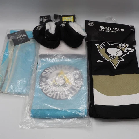 Pittsburgh Penguins Hockey Gift Lot Jersey Scarf Bandanna Toddler Slippers Cover