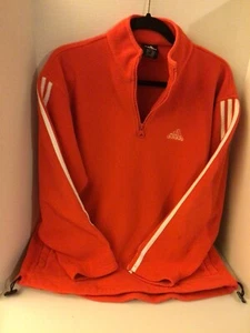 Adidas Sweatshirt 3/4 zip three stripe Womens Pullover Size 14 orange - Picture 1 of 3