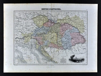 1877 Migeon Map  Austria Hungary Empire Bohemia Vienna Budapest Transylvania Vig - Image 1 of 2