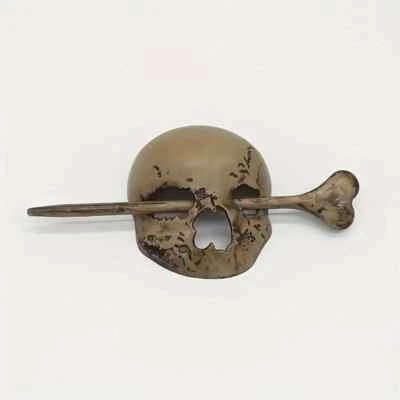 极简主义朋克头骨发夹带骨棒 — 第 1/4 张图片
