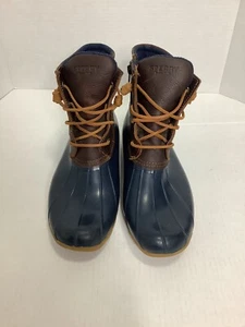 Sperry Topsider duck boot blue rubber with Leather Women’s Size 10 ,Zip side - Picture 1 of 11