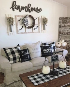 Trendy 18"x18" Black and White Buffalo Plaid Throw Pillow Covers - Picture 1 of 7
