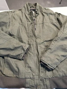 Dri Duck Power Move Force Bomber Lined Green Canvas Workwear Jacket Sz LARGE - Picture 1 of 4