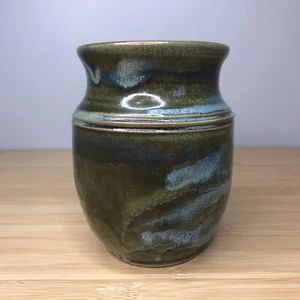 6"" signierte ""Hedberg"" Radgeworfene Vase blau grün - Bild 1 von 8