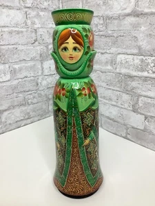 Decantador portabotellas de vodka vintage pintado a mano muñeca matrioska rusa raro - Imagen 1 de 12