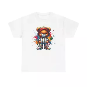 Colorful Bear Graphic Tee, Cute Animal T-Shirt for Kids, Fun Streetwear, Perfect - Picture 1 of 12