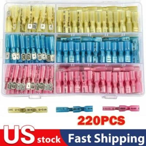 220pcs Heat Shrink Male & Female Quick Disconnect Wire Connectors Spade Terminal - Picture 1 of 13