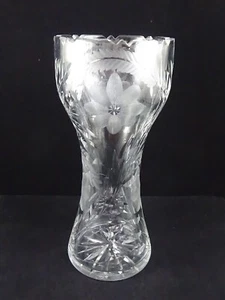11 3/4" Antique ABP American Brilliant Cut Glass Corset Shape Flower Fern Leaf - Picture 1 of 11