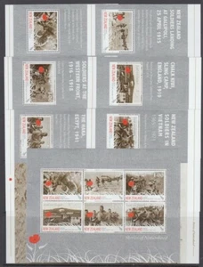 NEW ZEALAND 2008 SET (x7) MINT MNH M/S's ex SOUV. BOOKLET ANZAC SERIES I (PB13) - Picture 1 of 1