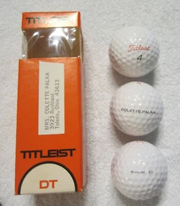 3 pack ACUSHNET TITLEIST DT Golf Balls NOS personalized Colette Palka,VTG - Picture 1 of 2
