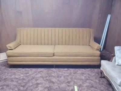 VINTAGE MCM NELSON FLEX SPRING SOFA - COUCH & CHAIR 7 FOOT - Image 1 of 4