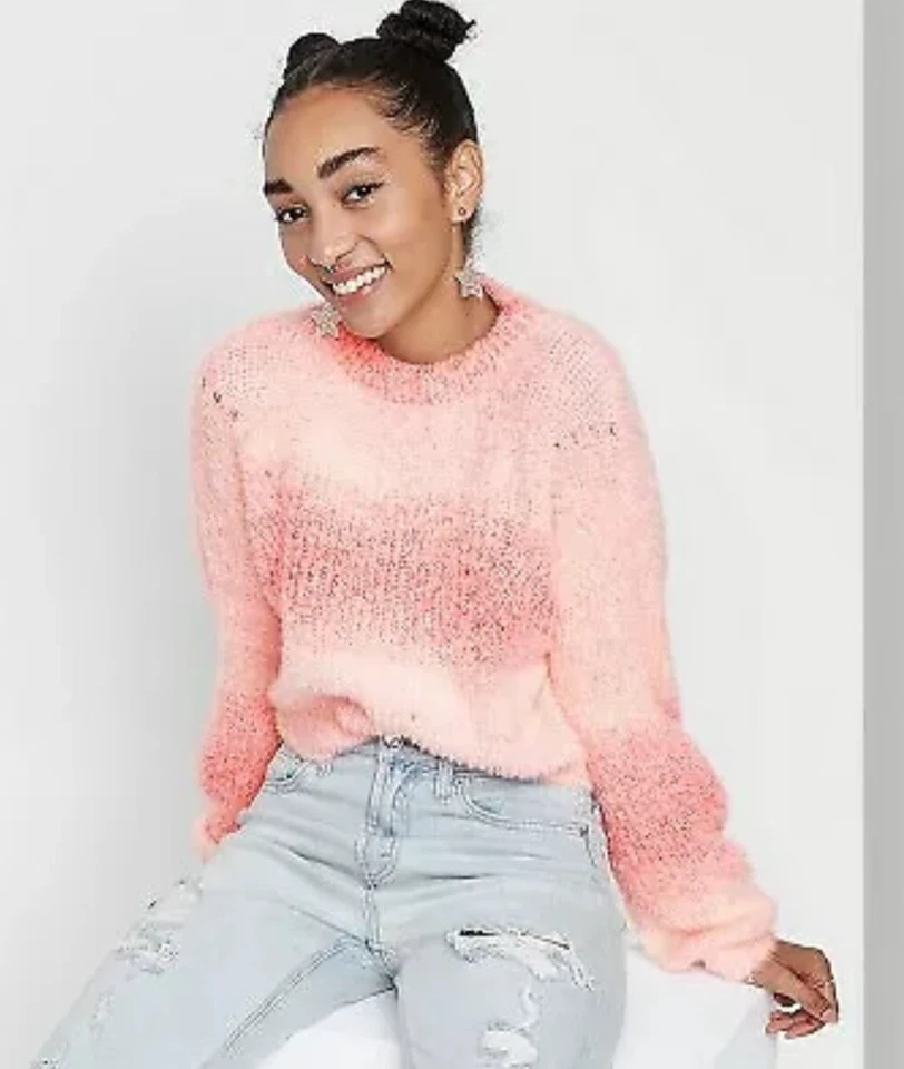 Wild Fable Women's Spacedye Crewneck Pullover Sweater Peach Size Large