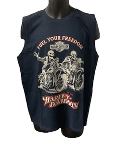 Harley Davidson Men's Deranged Sleeveless T-Shirt Blue 402919090 - Picture 1 of 2