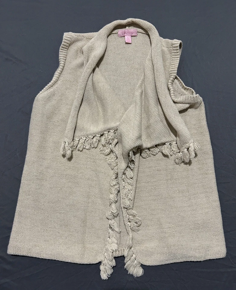 Свитер-жилет Lilly Pulitzer для девочек бежевый мини Abbott золотистый металлик размер L 8-10 - Изображение 1 из 4