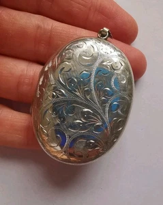 Vintage Sterling Oval Locket Pendant . R9L - Photo 1/4