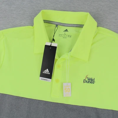 阿迪达斯 Ultimate 2.0 Allday Polo 衫男式 L 码灰色高分辨率黄色弹力新品 — 第 1/4 张图片