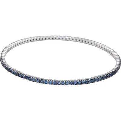 Brazalete Apilable Oro Blanco 18k 3.0CT Corte Redondo Zafiro Azul Foto 1 de 3