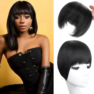 Clip en flequillo extensiones de cabello clip flequillo mujeres sintético francés flequillo clip para el cabello Foto 1 de 4